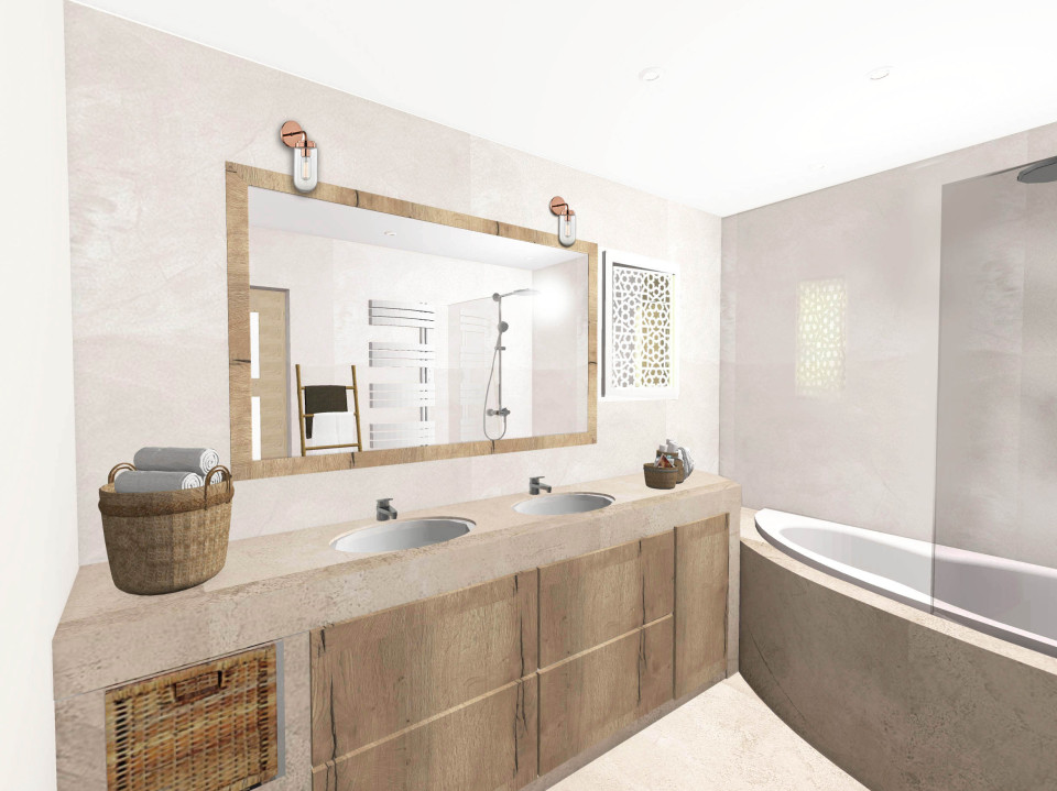 salle-de-bain-naturelle-inspiration-spa-béton-ciré-bois-décoration ... salle-de-bain-naturelle-inspiration-spa-béton-ciré-bois-décoration ...